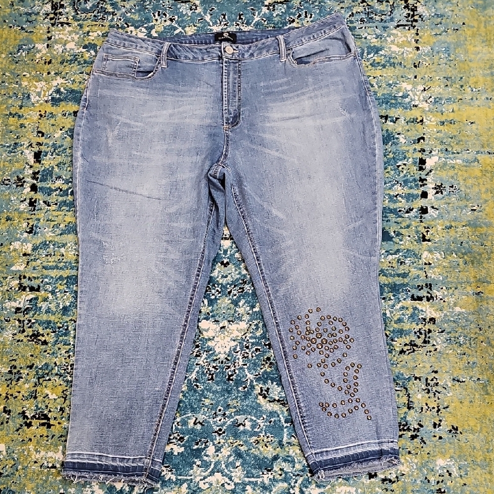 Women's Size 24 Plus Light Blue Embellished Jeans